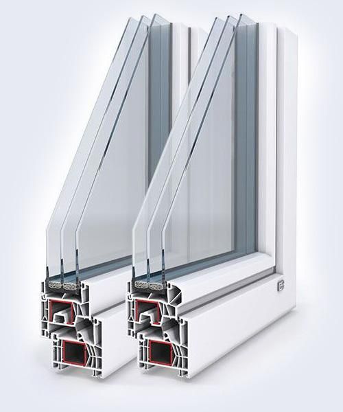 Fenster Beschichtungen seitlich dargestellt vom Fenstertyp IsoPlus - Kunststofffenster