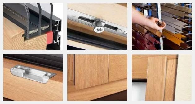 Bilder von Detailaufnahmen von einen Holz-Alu-Fenster